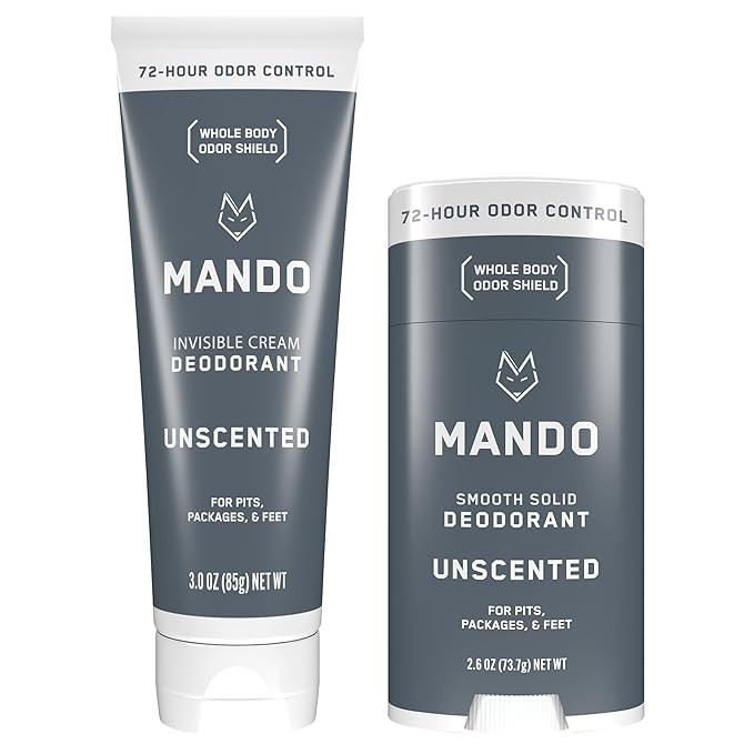Mando Whole Body Deodorant - Invisible Cream Tube and Solid Stick - 72 Hour Odor Control - Alumin... | Amazon (US)