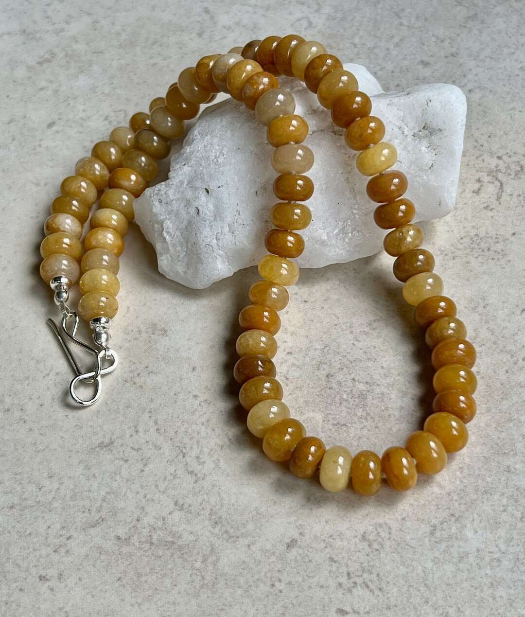 Yellow Jade Candy Necklace Hand Knotted Gemstone Necklace - Etsy | Etsy (US)