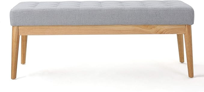 Christopher Knight Home Saxon Fabric Bench, Light Grey, 15.75” D x 43.50” W x 17.00” H | Amazon (US)