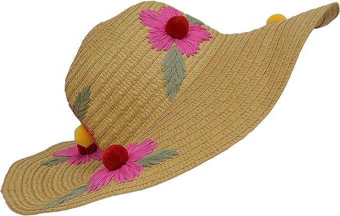 Betsey Johnson Womens Juniors Floral Bliss Pom Pom Floppy Hat One Size Fits Most | Amazon (US)