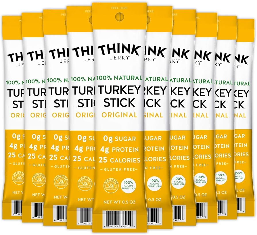 Think Jerky All-Natural Turkey Sticks, Gluten and Sugar Free, No Nitrates, Keto Paleo Friendly Hi... | Amazon (US)