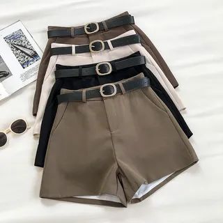 DIYI Plain High-Waist Shorts With Belt | YesStyle | YesStyle Global