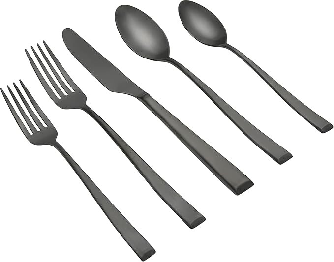 CAMBRIDGE Silversmiths Marlise Black Satin 20-Piece Flatware Set, Service for 4 | Amazon (US)