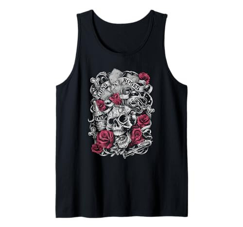 Guns N' Roses Official Flourish Skull Pink Roses Tank Top | Amazon (US)