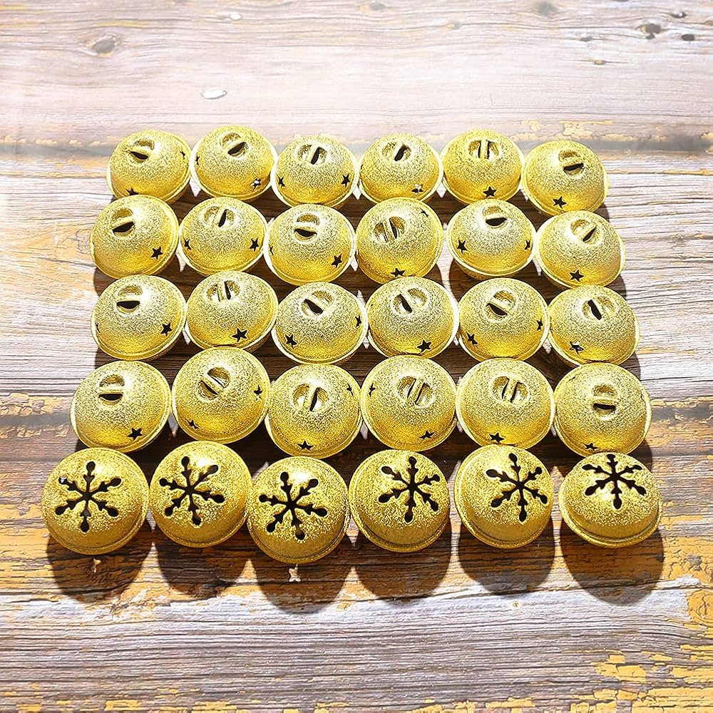 Zsail Christmas Bells 32 Pieces Jingle Bells with Snowflake Cutout 1.6 Inch/ 40 mm Christmas Craf... | Amazon (US)