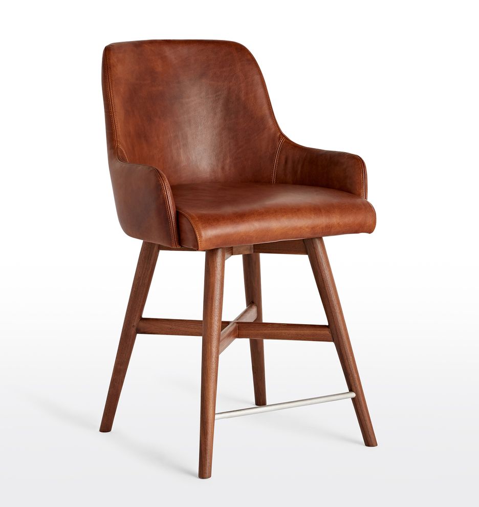 Dexter Swivel Leather Counter Stool | Rejuvenation