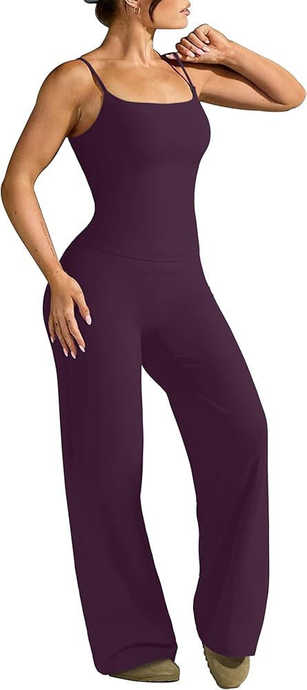 OMKAGI Workout Sets for Women Padded Tank Tops Matching Straight Leg Yoga Outfits | Amazon (US)