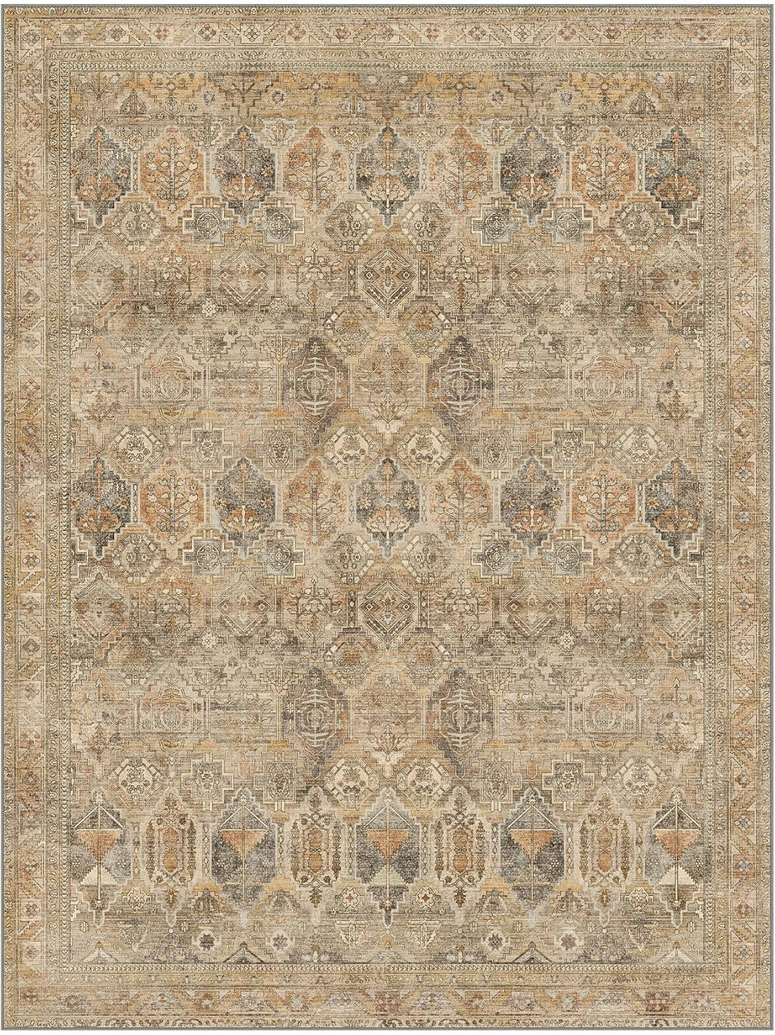 Bavni Washable Rug 6x9 Area Rug for Living Room Bedroom Dining, Washable Vintage Print Carpet, Ul... | Amazon (US)