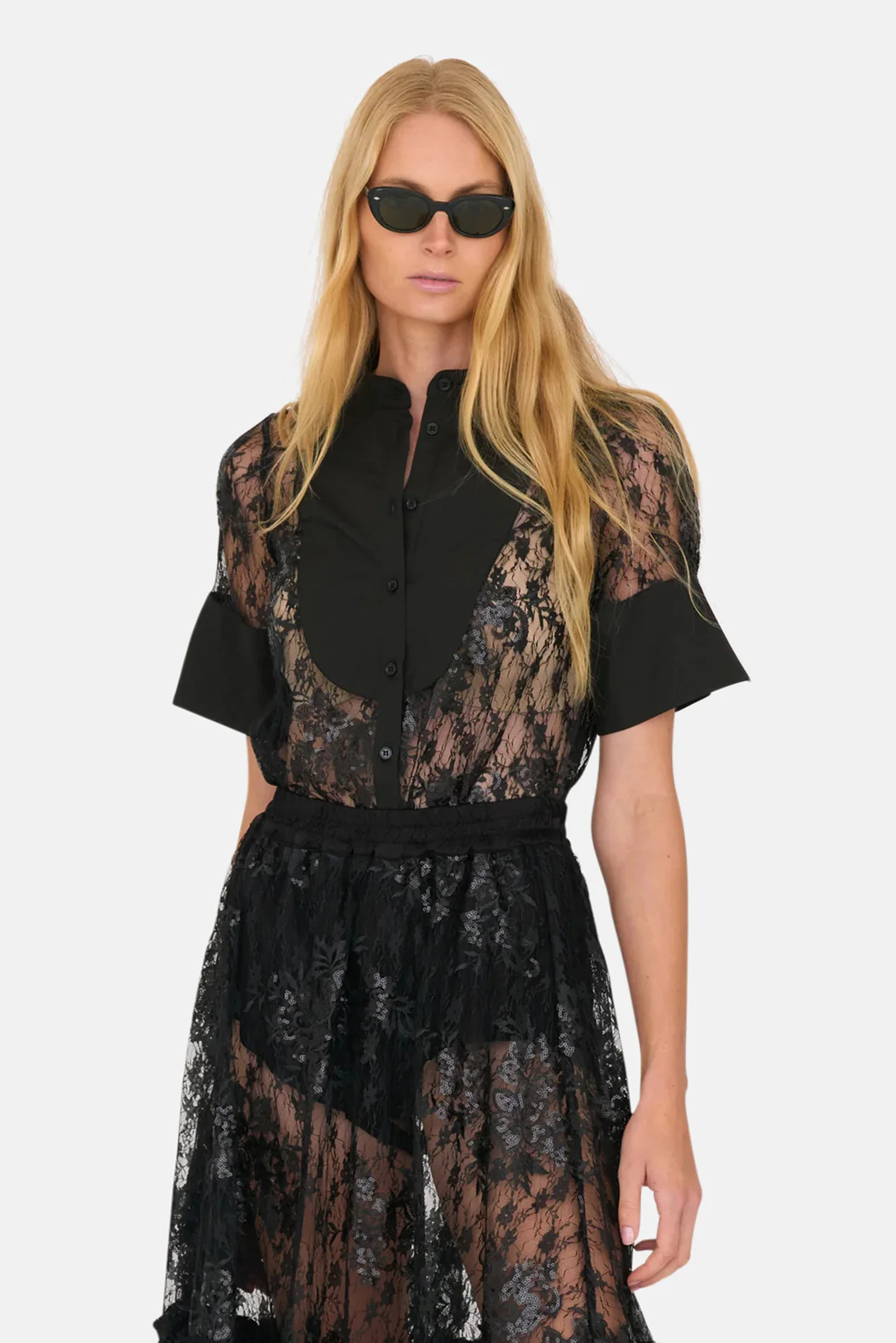 Lucia Top Black | Blue & Cream