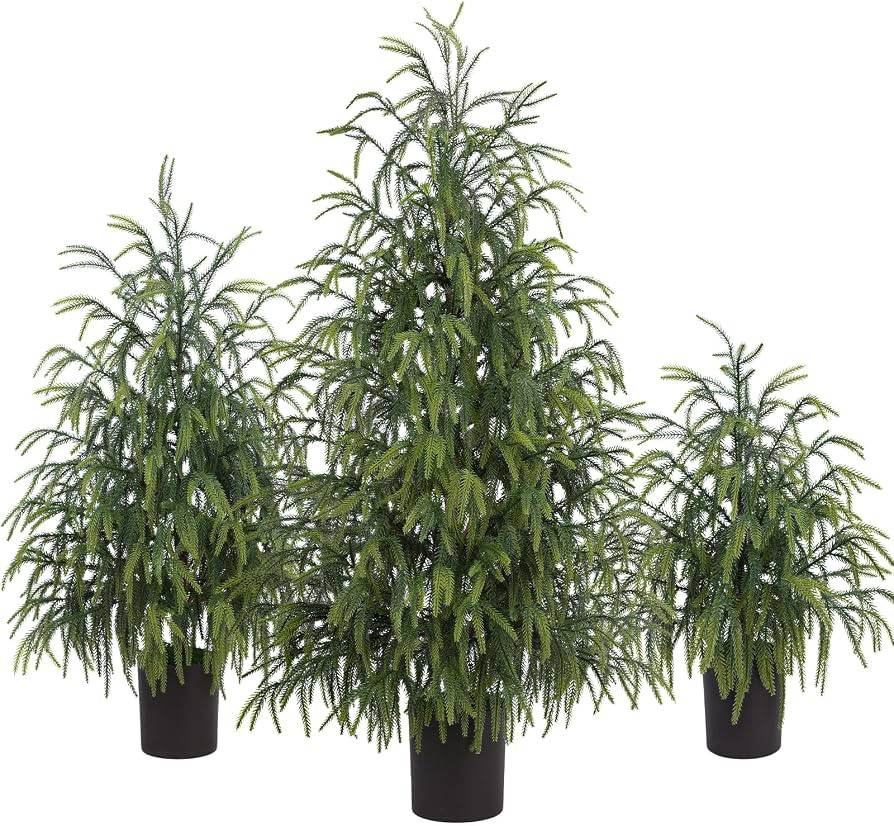 3Pcs Christmas Norfolk Pine Tree, 2FT 3FT 4FT Real Touch Artificial Tree | Amazon (US)