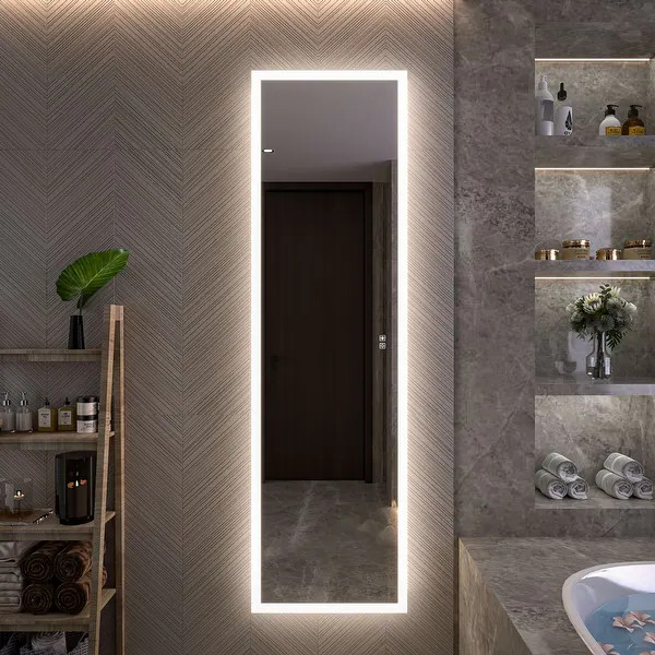 Modland 16"-20"x70" Tall Lighted Medicine Cabinet Surface or Recessed LED Bathroom Mirror Cabinet... | Bed Bath & Beyond