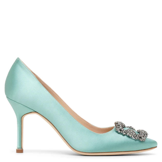 Hangisi 90 light green satin pumps | Shop Savannahs (US)
