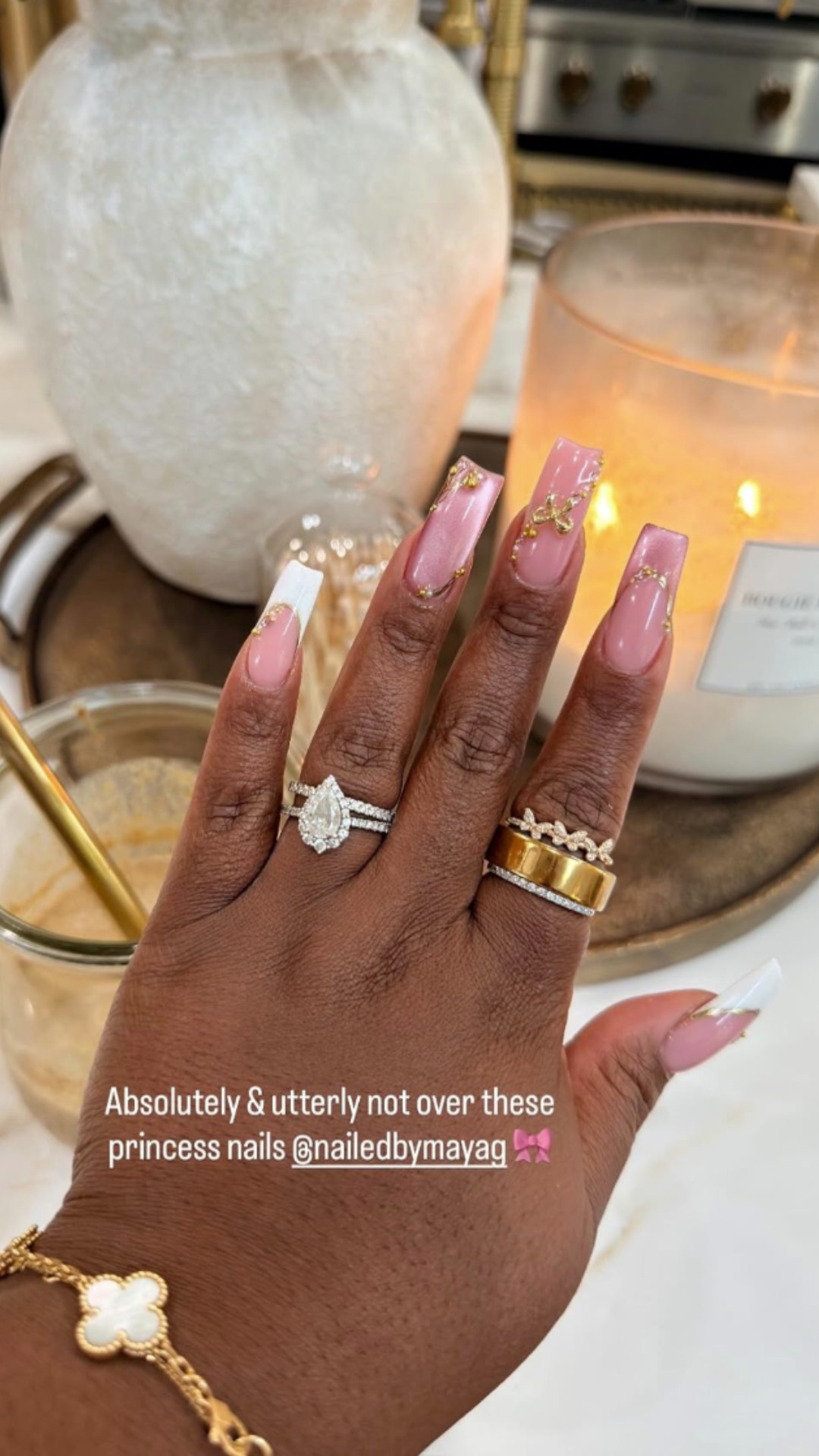 Absolutely and utterly not over these princess nails by @nailedbymayag! 🎀✨ There is just something about a fresh, detailed set that completely resets my mood. The soft pink, subtle gold charms, and classic French tips are giving the ultimate elegant vibes. 💅🤍



Follow for more @OPERATION_NIKI on IG, TikTok, & Facebook 

 #NailInspo #PrincessNails #FreshSet #NailArt #Manicure #AestheticVibes #GoldJewelry #SelfCare #NailDesign #LuxuryVibes #LTKBeauty