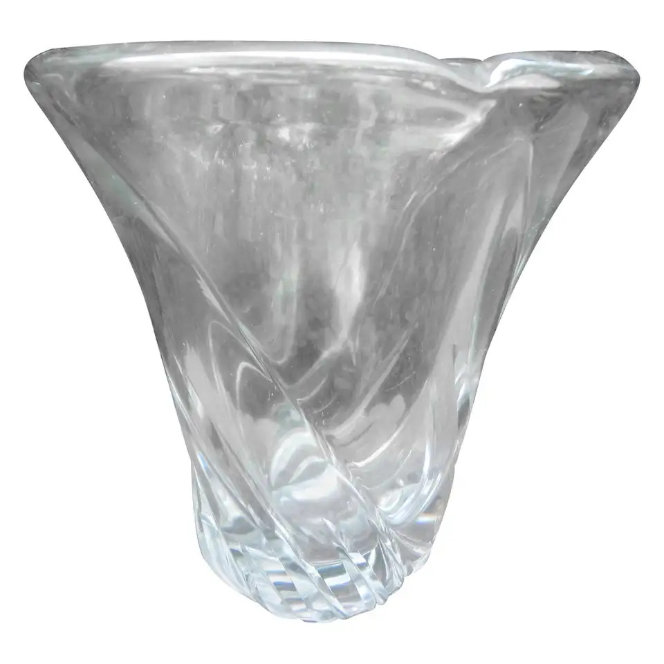 Large French Clear Crystal Vase by Daum | 1stDibs