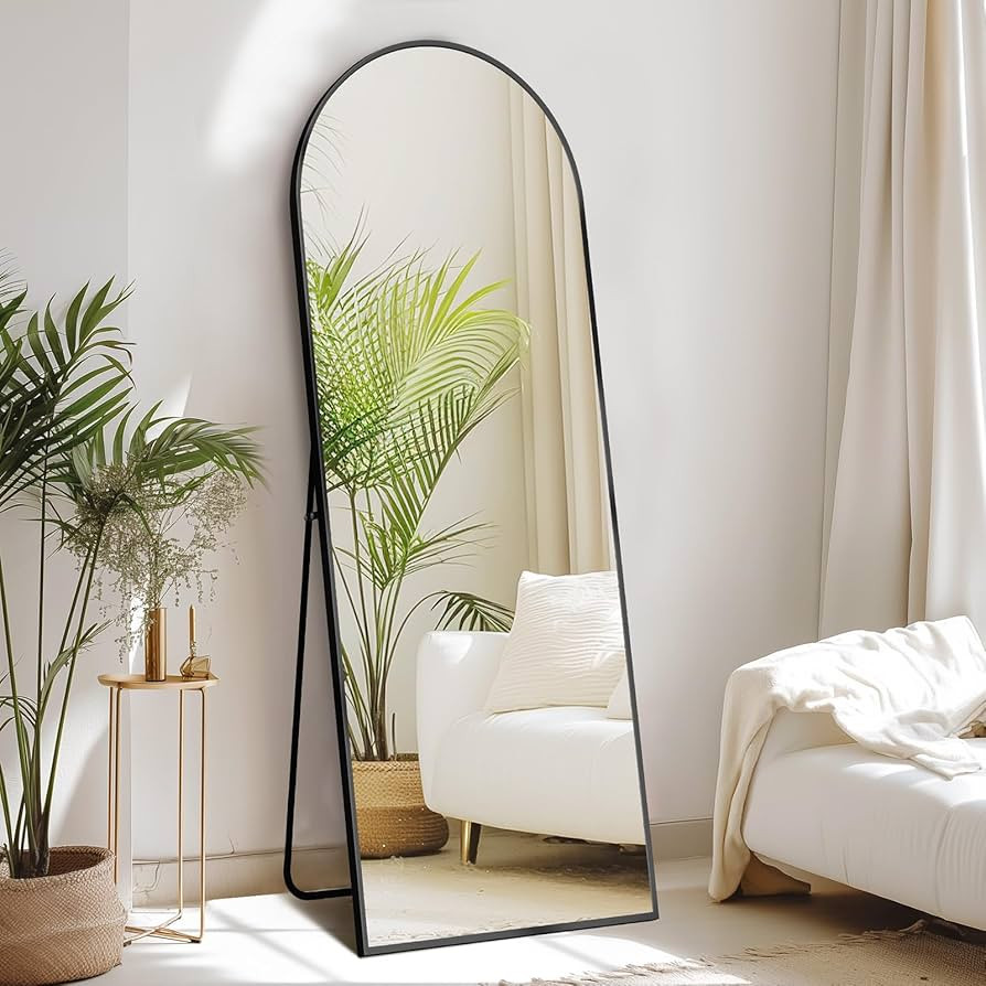 Sweetcrispy 64"x21" Arched Full Length Mirror, Standing or Leaning Full Body Mirror with Aluminum... | Amazon (US)