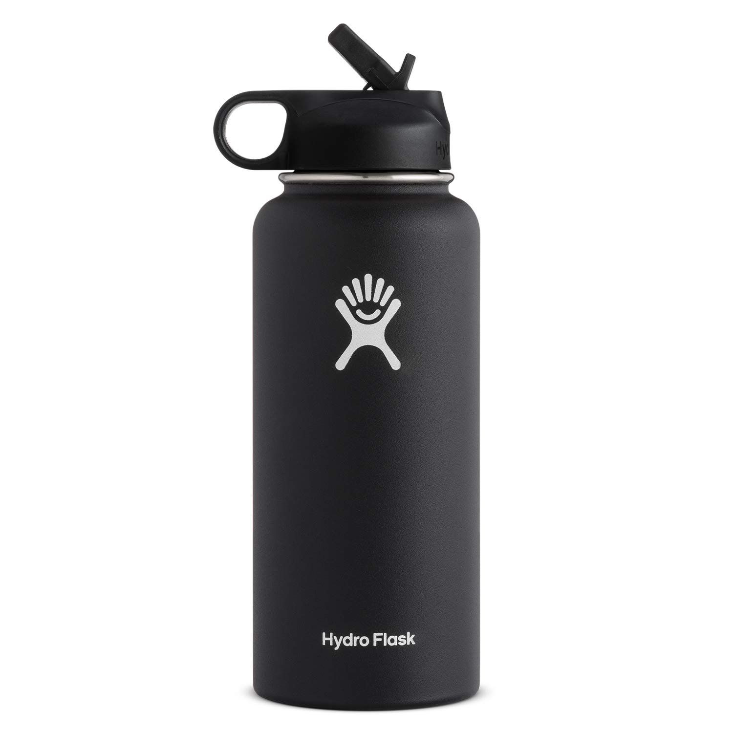 Hydro Flask 32Oz Water bottle Stainless Steel & Vacuum Insulated with Straw Lid-Dark black | Walmart (US)