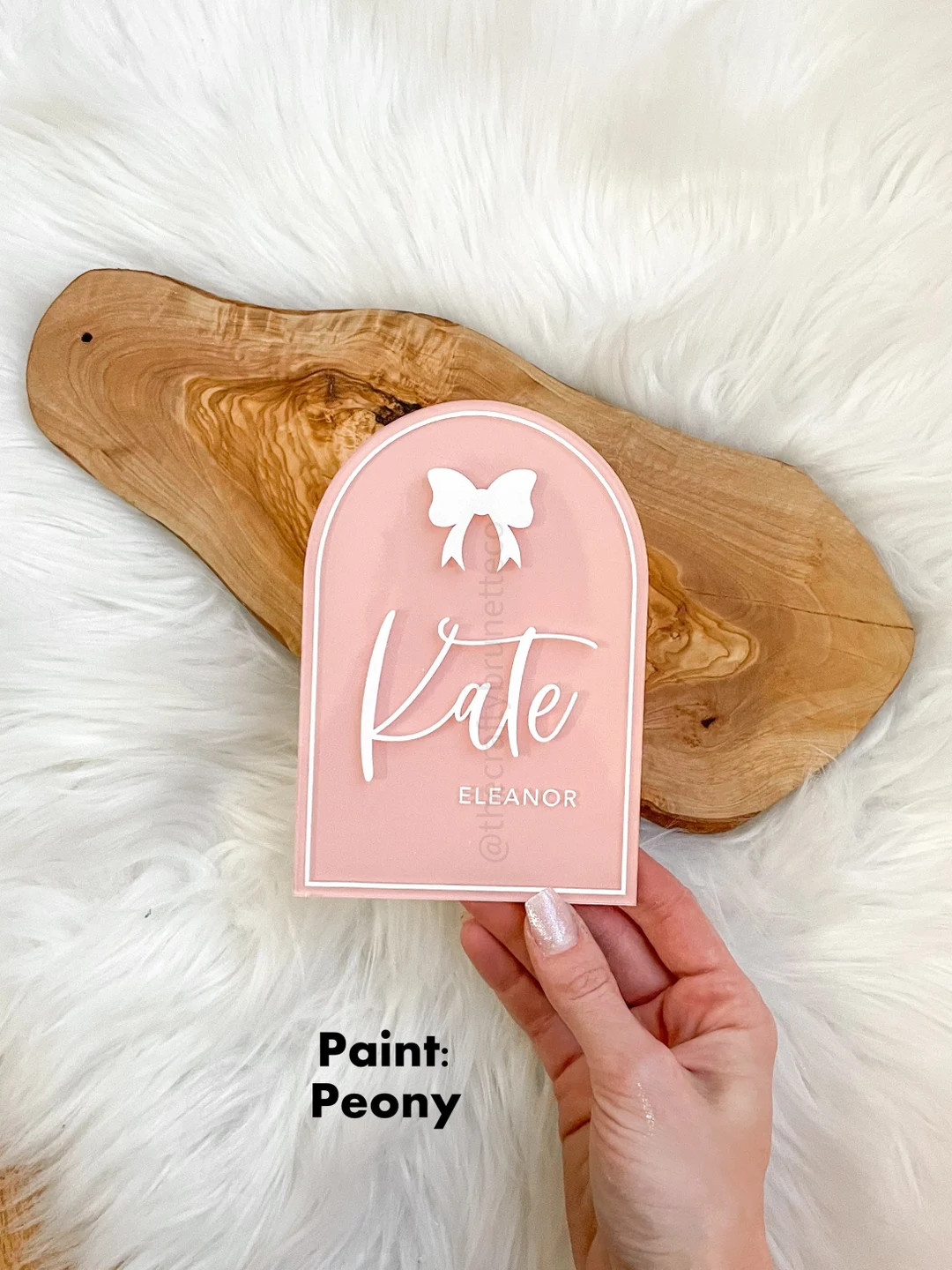 Bow Baby Name Plaque, Boho Baby Birth Announcement, Acrylic Name Plaque, Name Reveal Plaque, Baby... | Etsy (US)