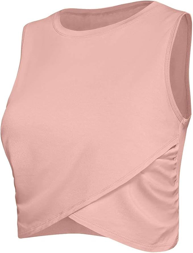 Sanutch Crop Top Workout Shirts Cropped Tank Top Slim fit Athletic Dance Tops for Women | Amazon (US)