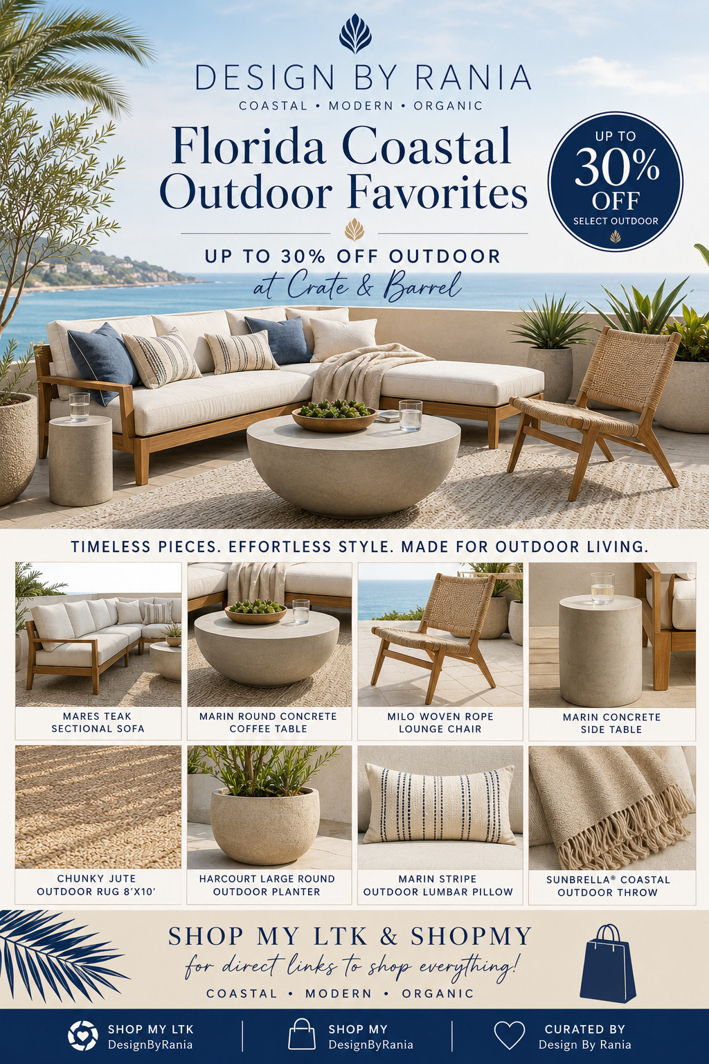 ☀️ Coastal Outdoor Living, Beautifully Designed ☀️

If you've been waiting to refresh your outdoor space, now is the time. Currently offering up to 30% off select outdoor furniture and décor, and I've rounded up some of my favorite coastal inspired pieces. Crate & Barrel Inspired 🤍

Shop everything through my LTK and ShopMy before the sale ends.

Coastal • Modern • Organic

#LTKHome