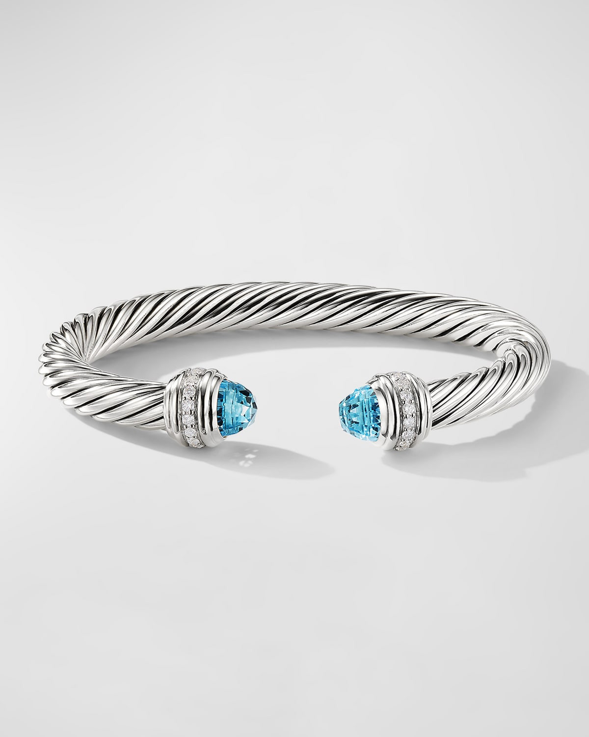 Cable Bracelet with Gemstone and Diamonds in Silver | Neiman Marcus