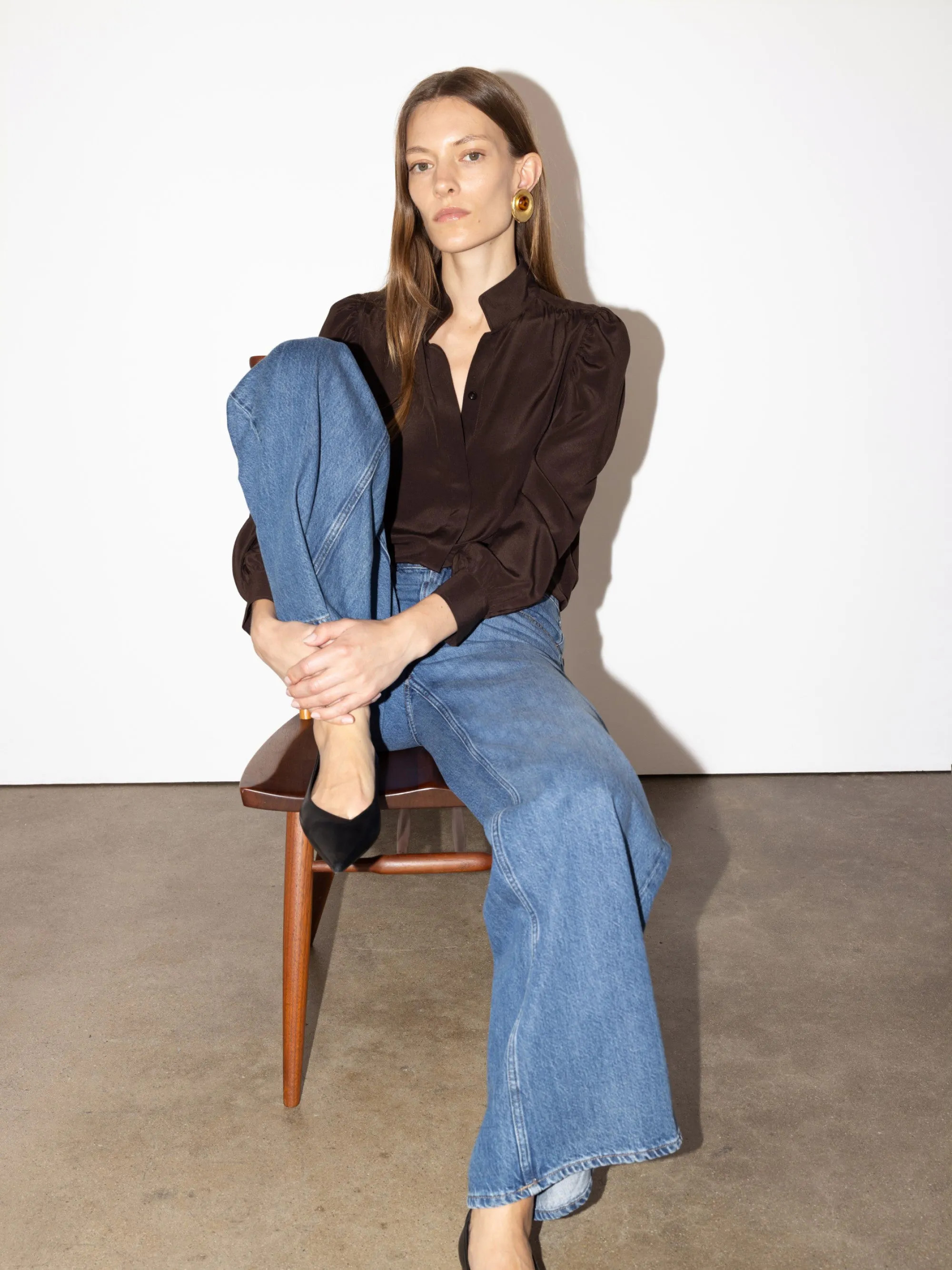 Gillian Long Sleeve Top  in  Espresso | Frame Denim