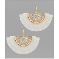 White Raffia Fan Earrings, Beaded Boho Easter, Spring, Summer, Vacation, Cruise, Tropical, Beach | Etsy (US)