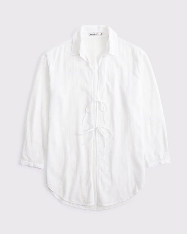 Tie-Front Shirt Dress Coverup | Abercrombie & Fitch (US)