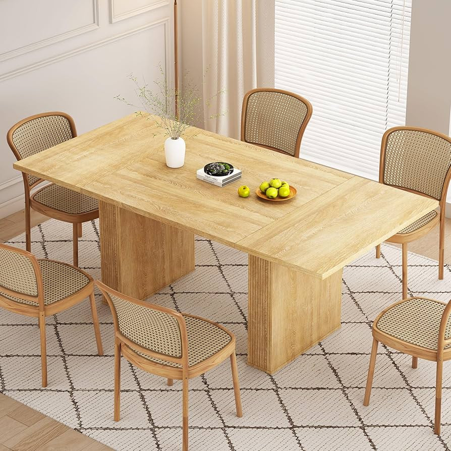 78 Inch Rectangular Dining Table for 6 to 10, Farmhouse Fluted Dining Kitchen Table, Modern Wood ... | Amazon (US)