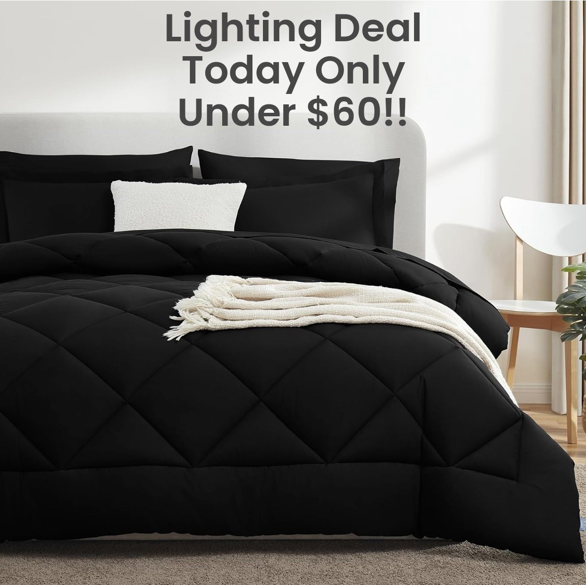 Lighting deal!!! Luxury Soft Bed Set Cal King Comforter under $60 #lightingdeal #ltkhome #ltkbed #blackcomforter 

#LTKFamily #LTKMens #LTKSaleAlert
