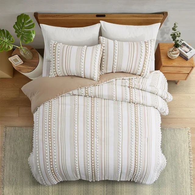 Boho Tufted All Season Bedding Sets Pom Pom Comforter Soft Jacquard Comforter with Pillow Case | Walmart (US)