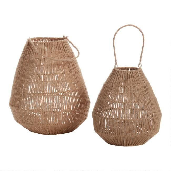 Natural Jute Bulb Hurricane Lantern | World Market