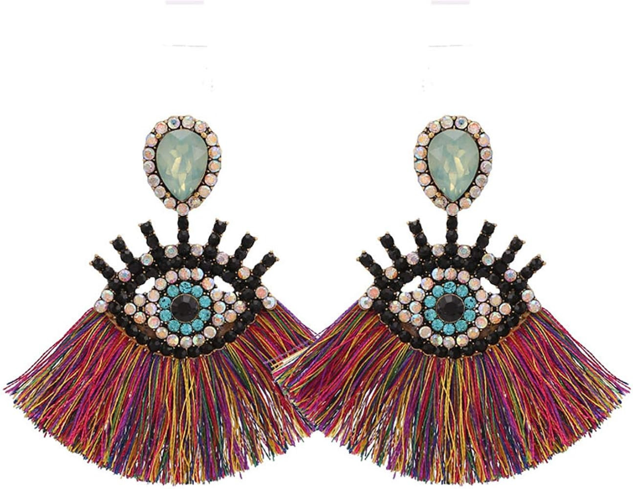 Boho Fashion Dangle Tassel Earrings For Women Geometric Fringed Multicolor Drop Earrings Wedding ... | Amazon (US)