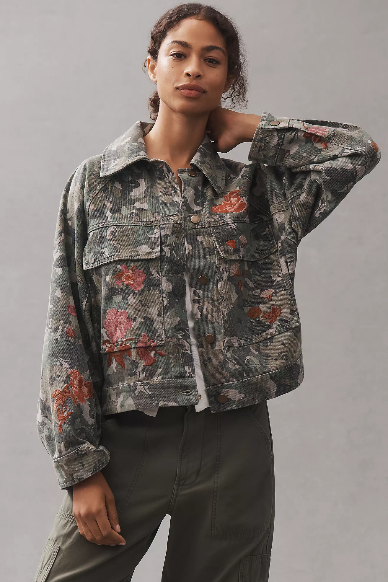 Pilcro Embroidered Utility Jacket | Anthropologie (US)