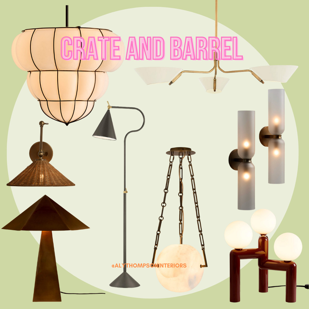 Crate and Barrel | New Lighting | Pendant Lighting | Chandelier | Wicker Wall Sconce | Floor Lamp | Island Lighting | Table Lamp 

 #LTKHome #LTKSaleAlert #LTKFindsUnder100