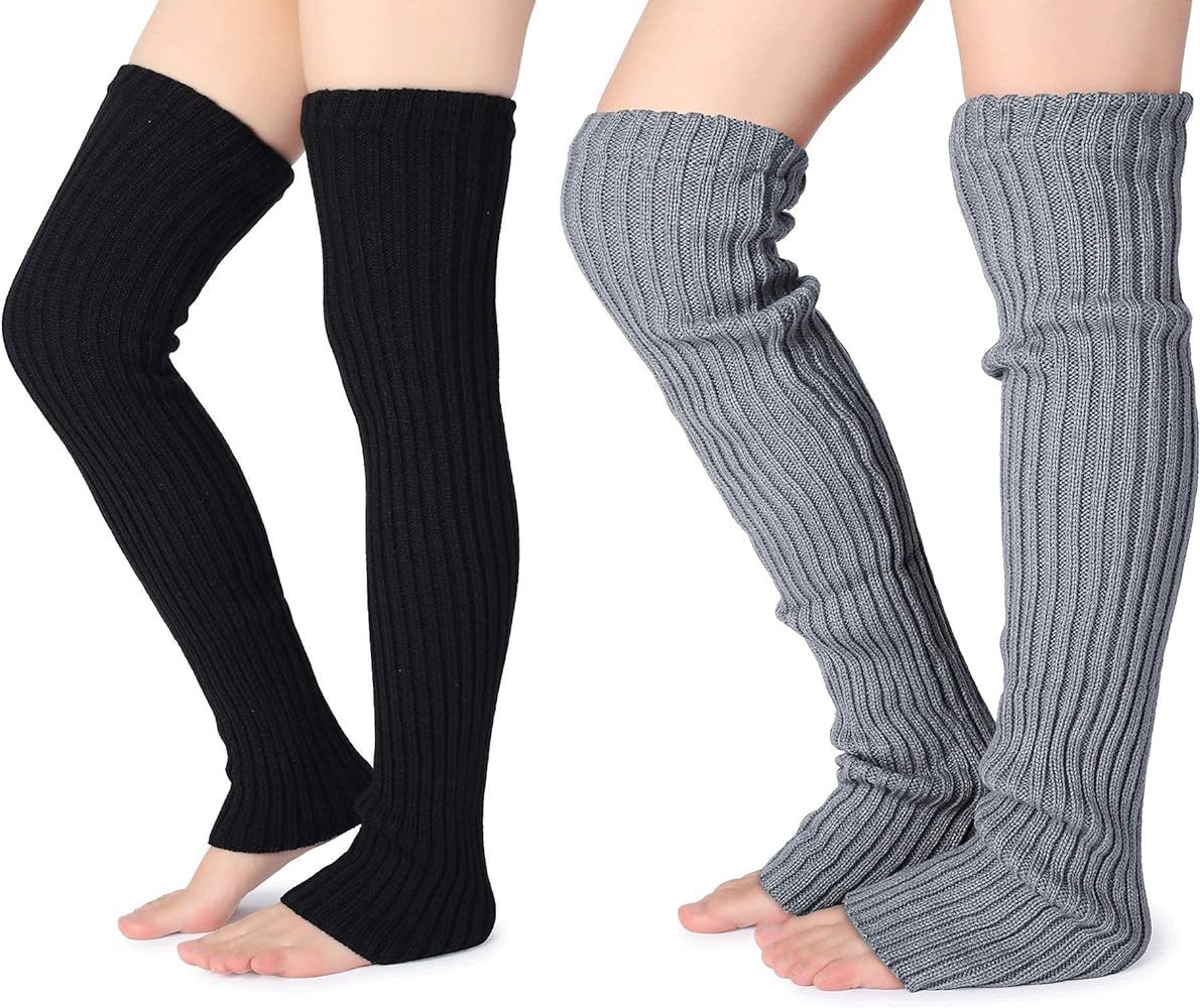 Pareberry Women's Winter Over Knee High Footless Socks Knit Warm Long Leg Warmers | Amazon (US)