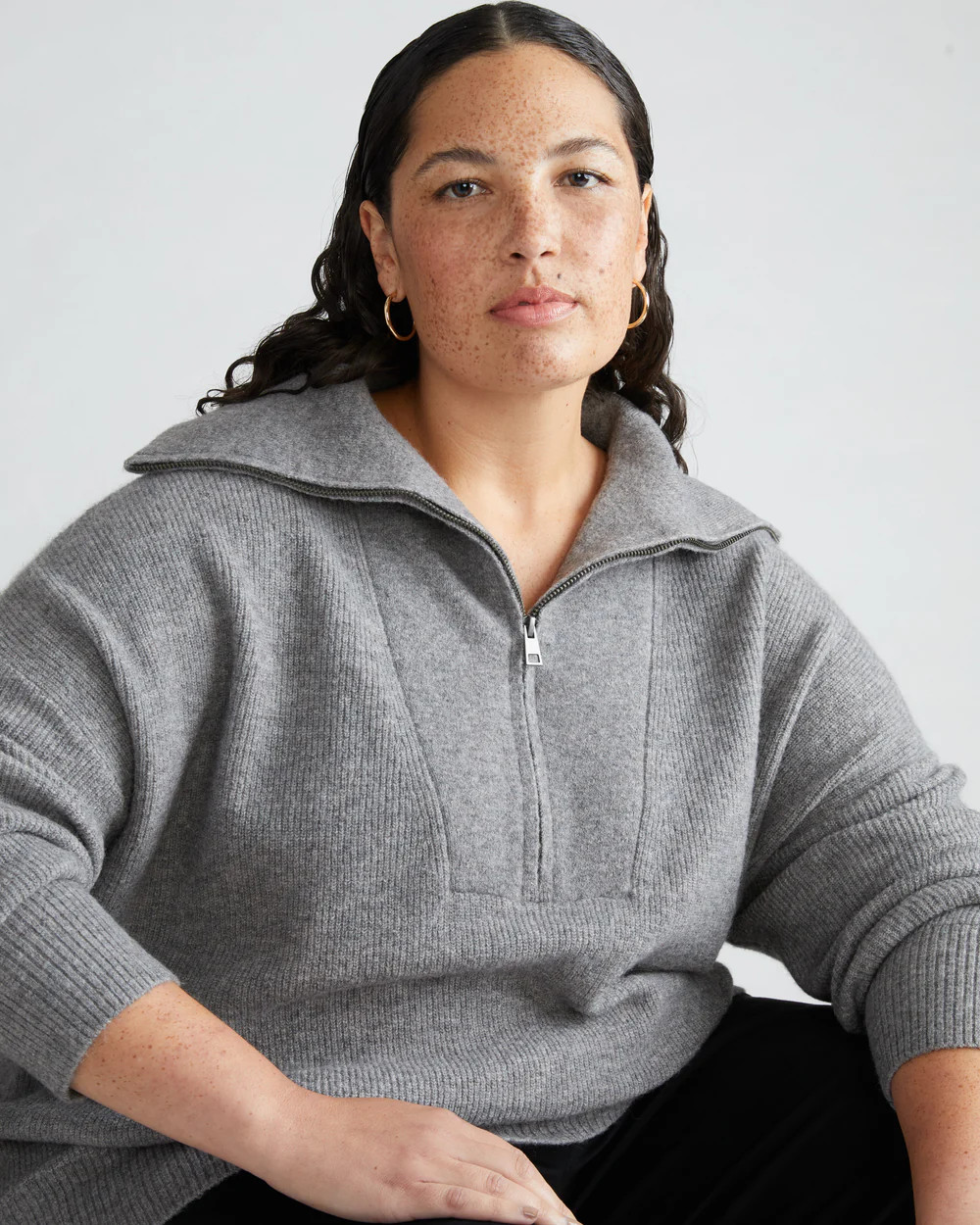 Half Zip Eco Blanket Sweater - Perfect Grey | Universal Standard