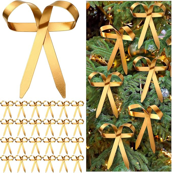 24 Pcs 12 Pcs Vintage Christmas Metal Bow Ornaments with Clip Bow Decoration for Christmas Tree G... | Amazon (US)