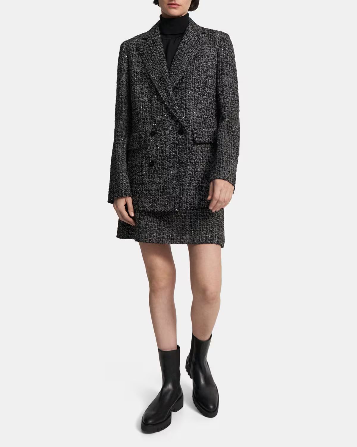 Double-Breasted Blazer in Wool-Blend Tweed | Theory Outlet