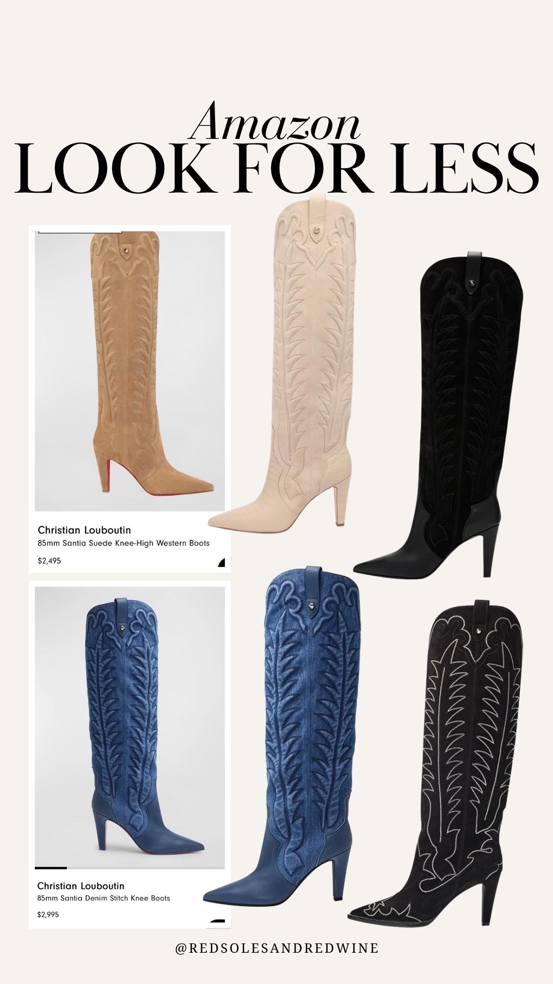 The best Amazon look for less for Christian Louboutin western boots! Amazon finds, designer look for less, designer shoes 

#LTKStyleTip #LTKShoeCrush