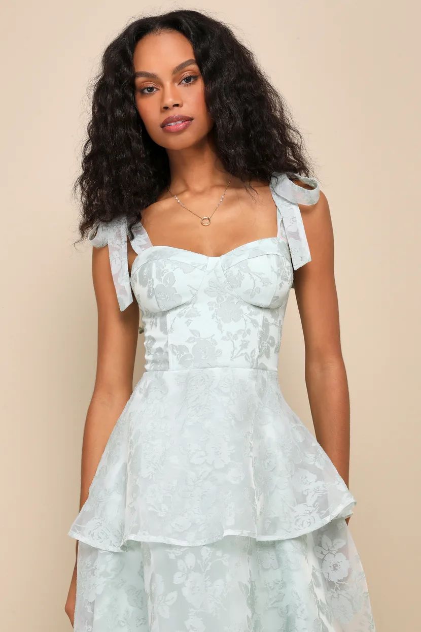 Glamorous Sweetie Sage Burnout Tie-Strap Bustier Midi Dress | Lulus (US)