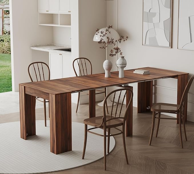 KEIKI 20”-118.5”L Extendable Foldable Dining Room Table for 1-10 People, Wood Modern Rustic R... | Amazon (US)