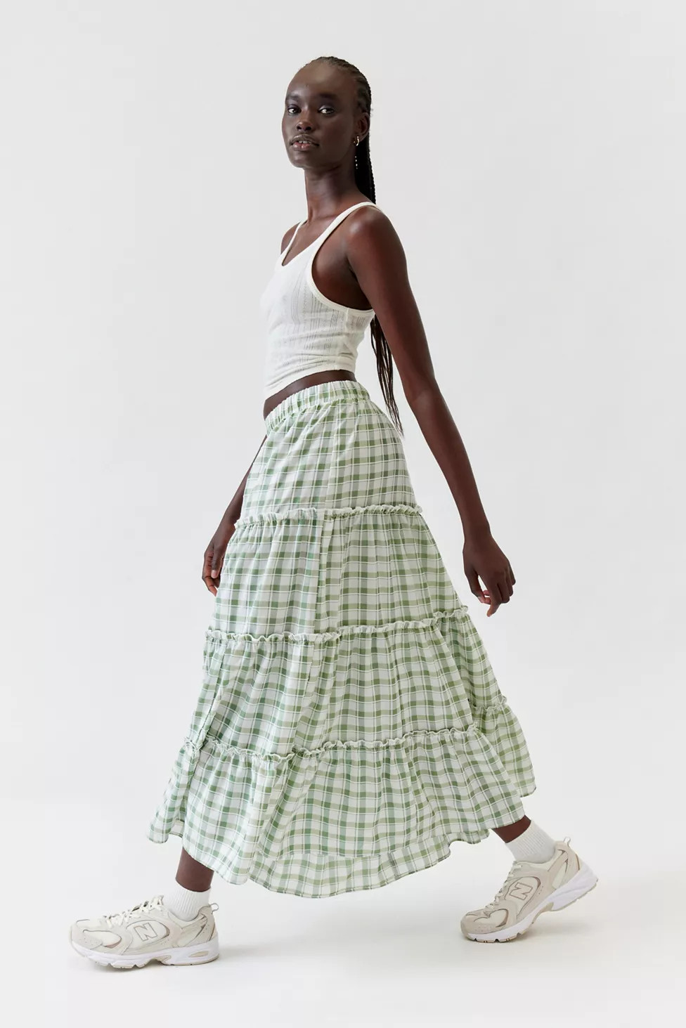 Urban Renewal Remnants Gingham Tiered Maxi Skirt | Urban Outfitters (US and RoW)