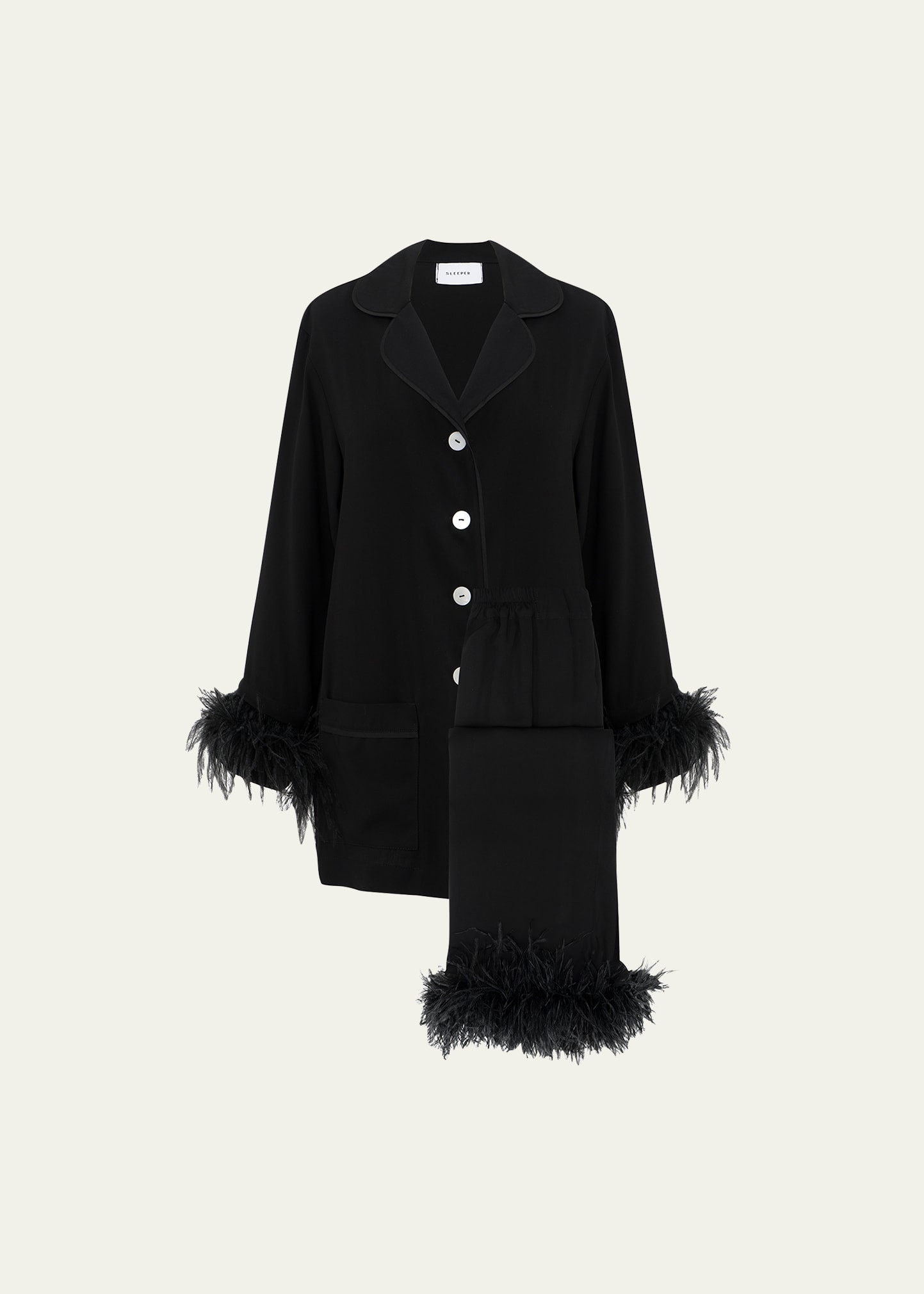 Sleeper Feather-Trim Party Pajama Set | Bergdorf Goodman