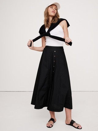 Poplin Button-Down Long Midi Skirt | Banana Republic (US)