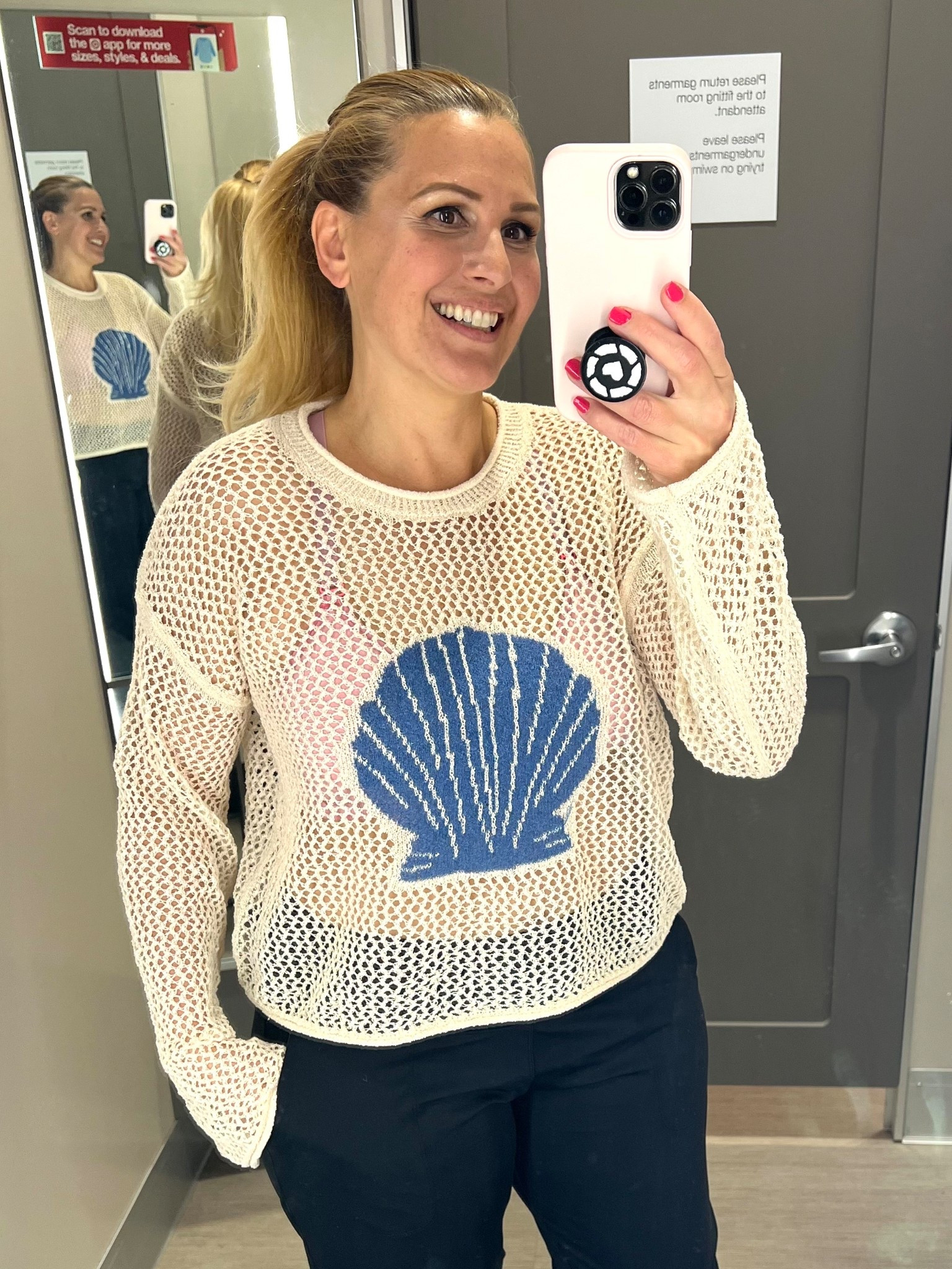 Love this new top from Target. The crochet texture and shell pattern detail is gorgeous. Wearing a large. Fits true to size.

#LTKSeasonal #LTKOver40 #LTKSaleAlert #LTKMothersDay #LTKTravel #LTKgrwm #LTKootd #LTKMidsize #LTKSwim #LTKFestival