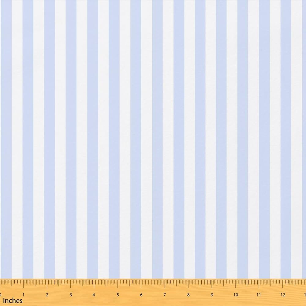 Blue White Stripes Soft Flannel Polyester No Stretch Fabric by The Yard,Modern Simple Style Strip... | Amazon (US)