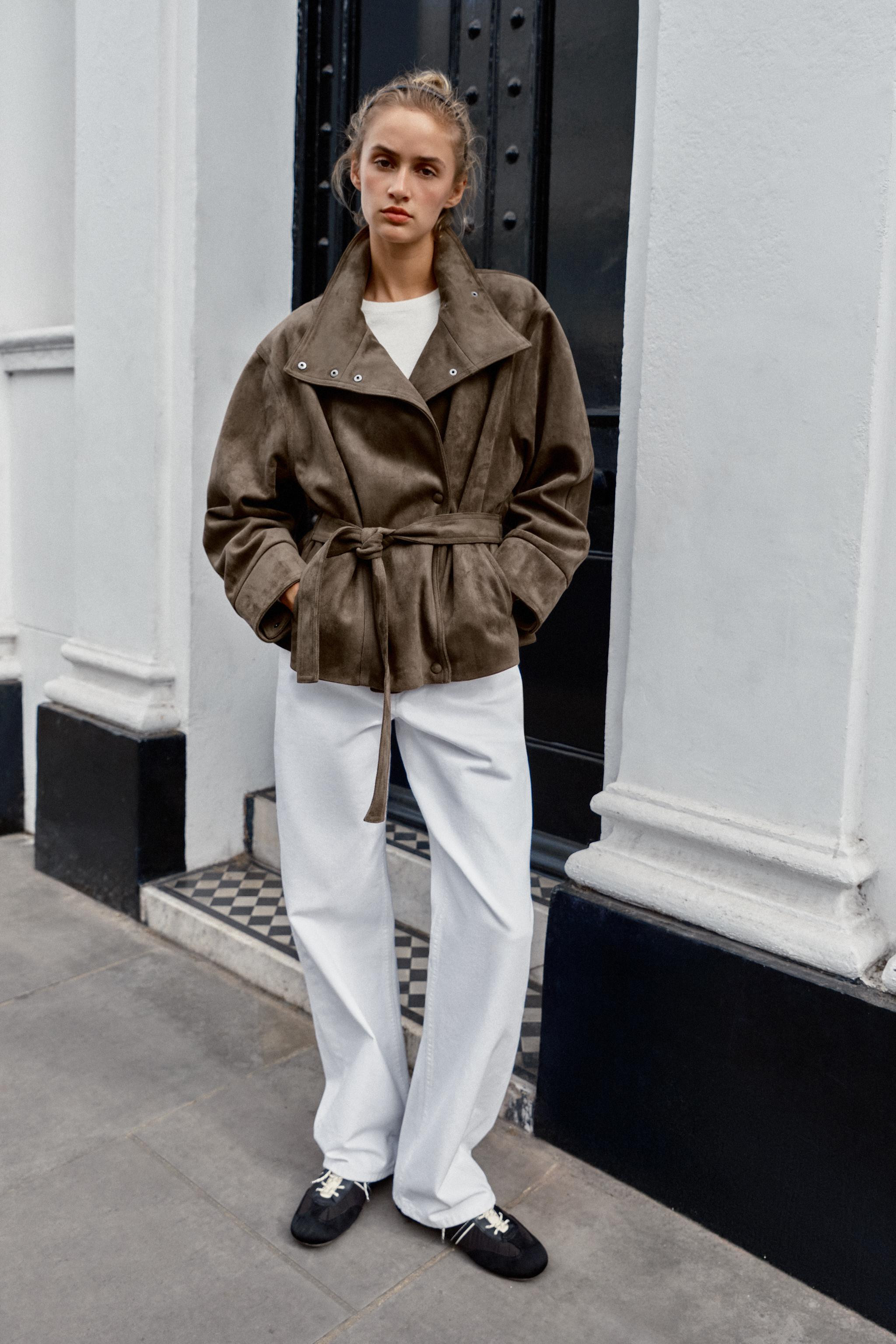 BELTED FAUX SUEDE JACKET | Zara UK