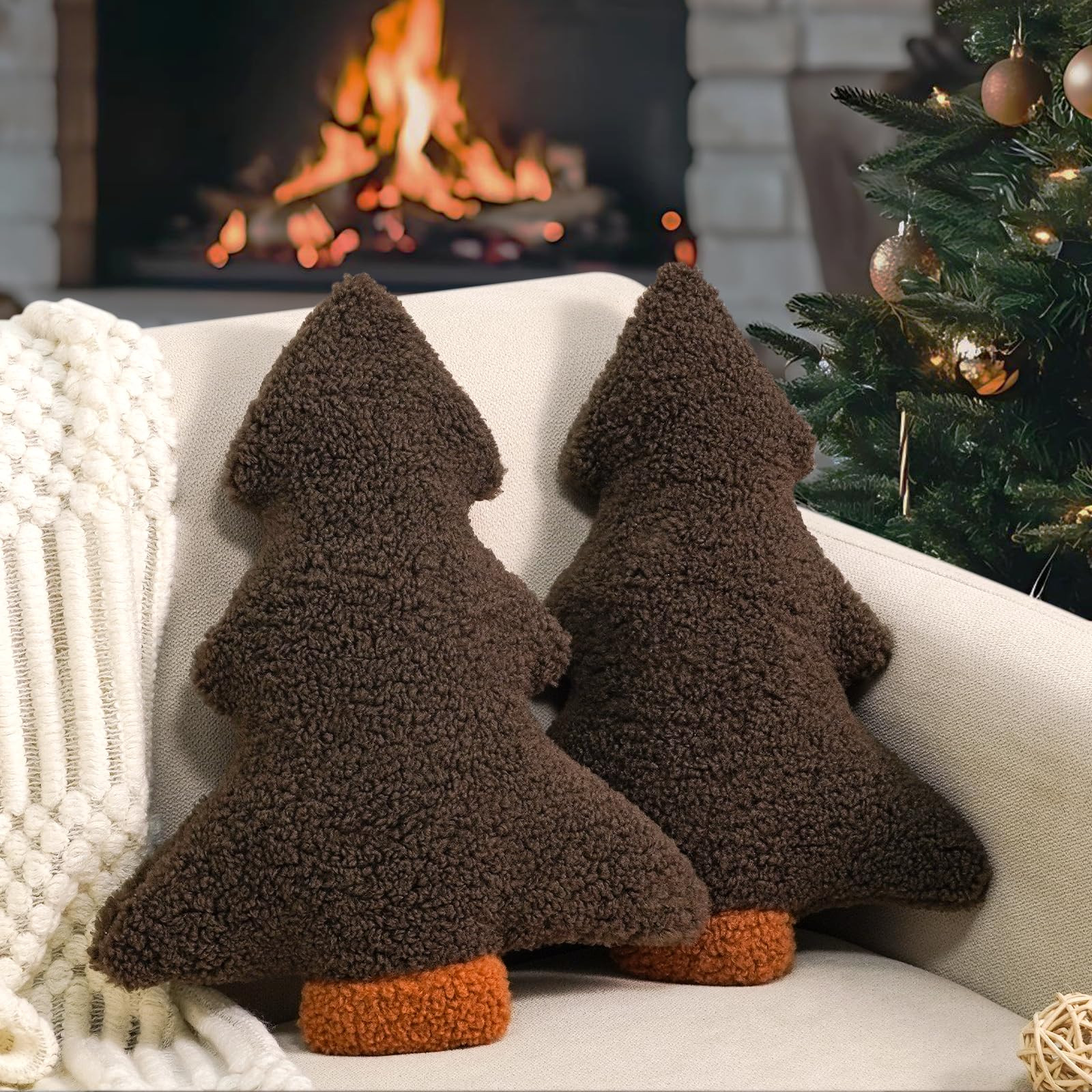 Artmag Christmas Pillows, Decorative Christmas Tree Pillow Set of 2 Stuffed Tree Shaped Plush Pil... | Amazon (US)