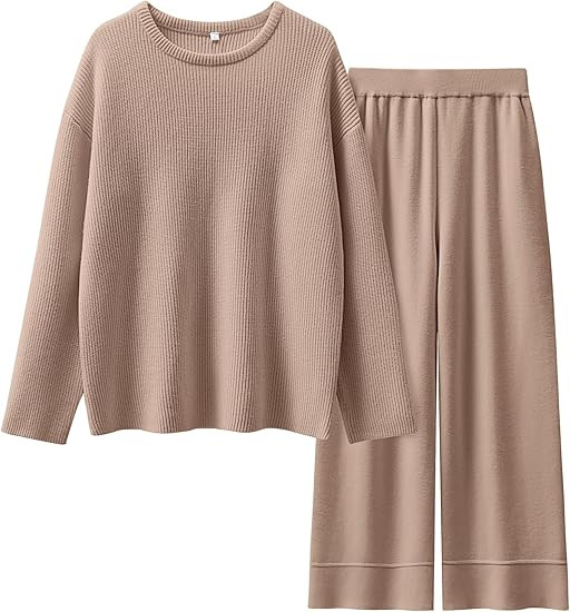 ANRABESS Womens Two Piece Outfits Sweater Lounge Sets Pullover Wide Leg Matching Sets Casual Loos... | Amazon (US)
