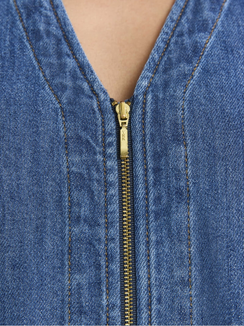 Free Assembly Women's Sleeveless V-Neck Denim Mini Dress, Sizes XS-XXL | Walmart (US)